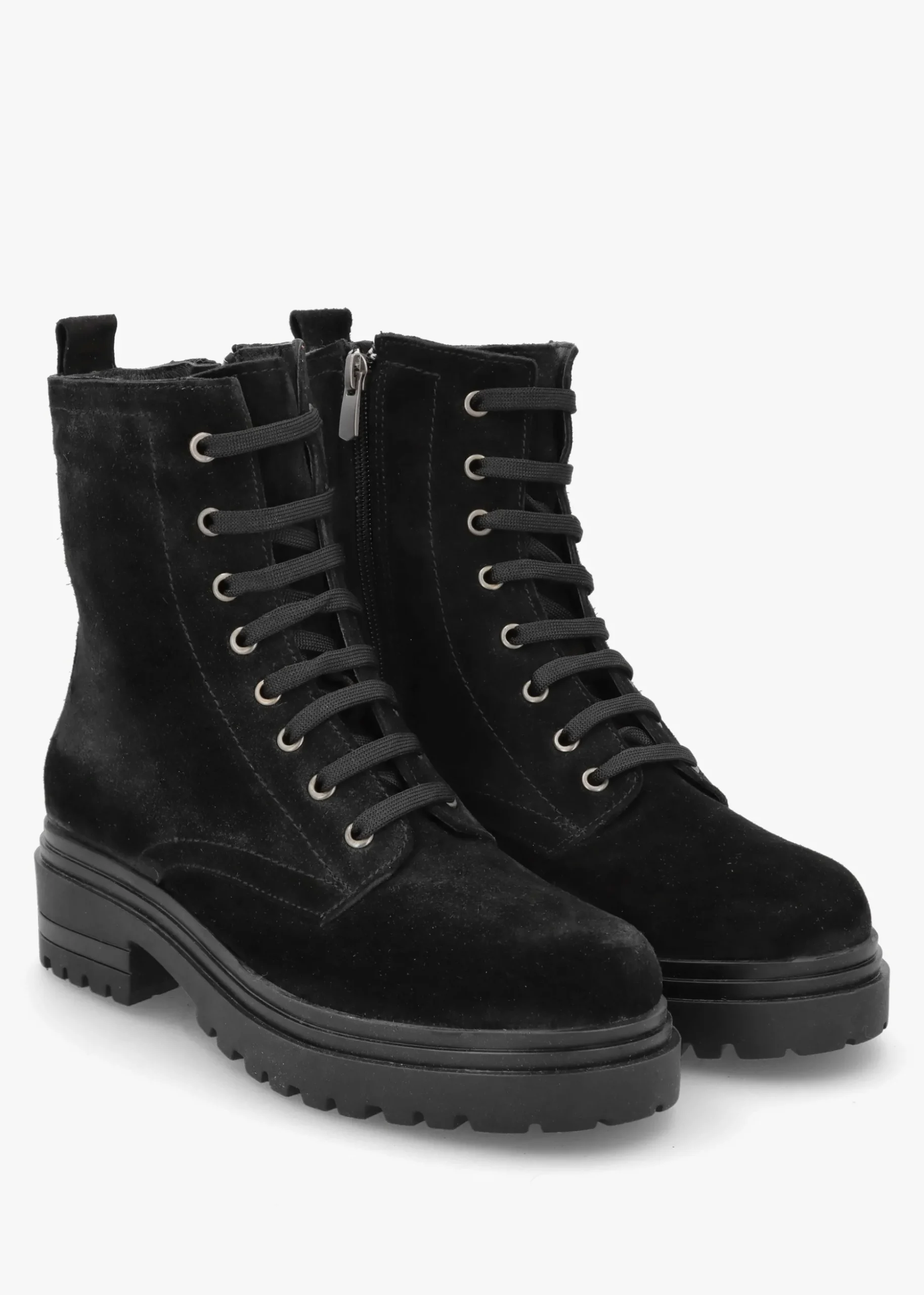 Bicky Black Suede Lace Up Ankle Boots
