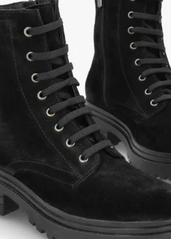 Bicky Black Suede Lace Up Ankle Boots