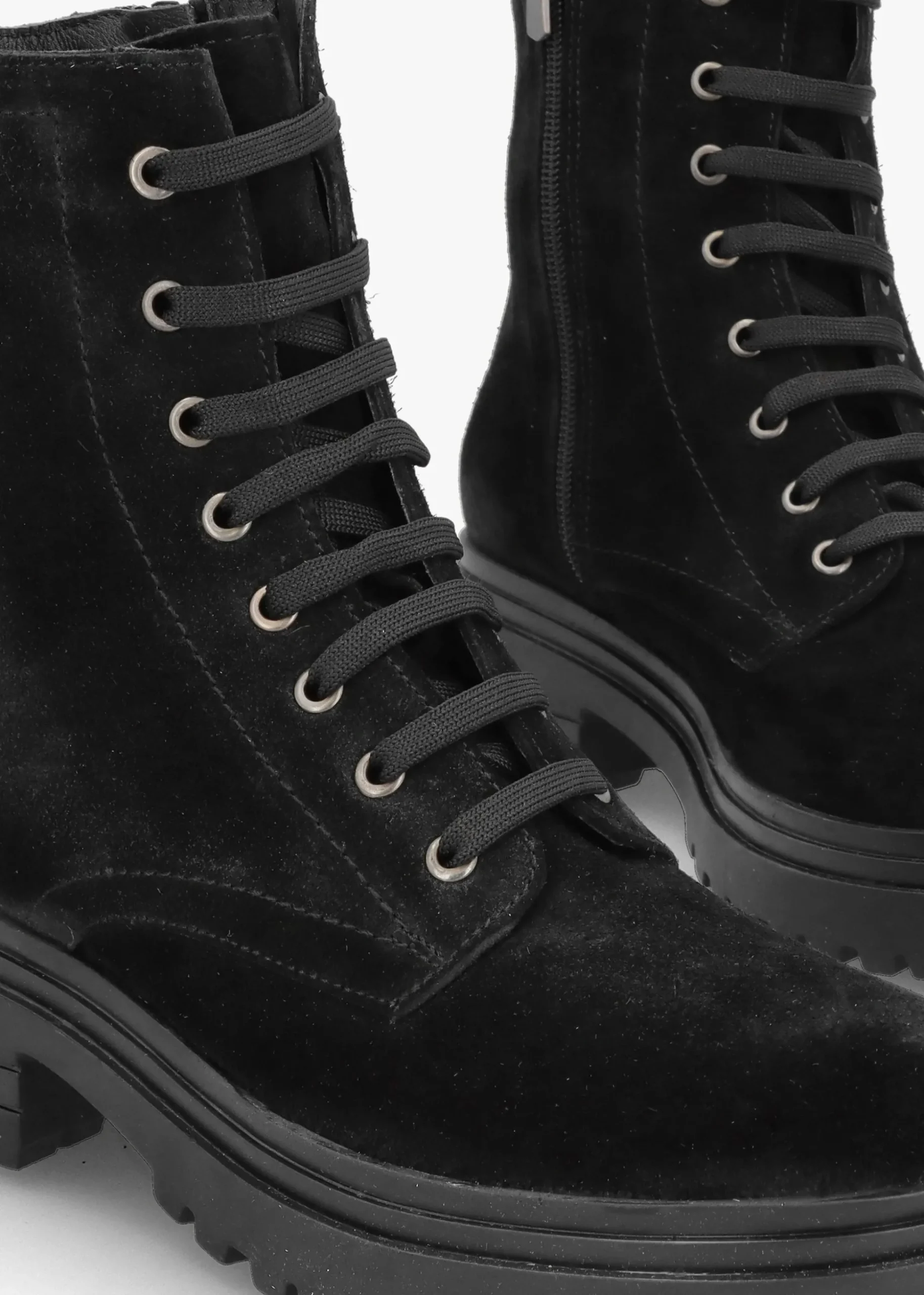 Bicky Black Suede Lace Up Ankle Boots