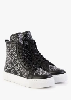Bimpani Black Leather Quilted High Top Trainers