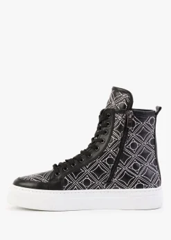 Bimpani Black Leather Quilted High Top Trainers