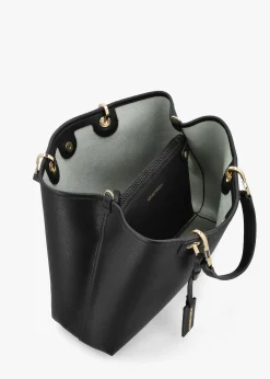 Black & Silver Pebbled Shopper With Pouch