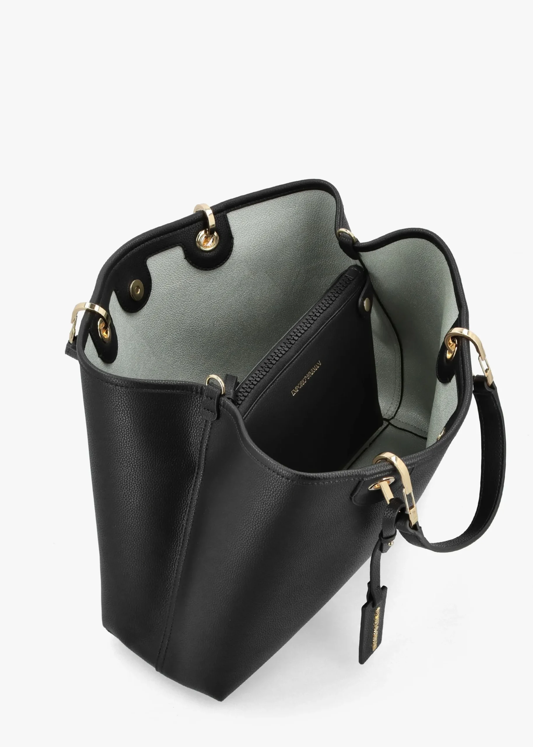 Black & Silver Pebbled Shopper With Pouch