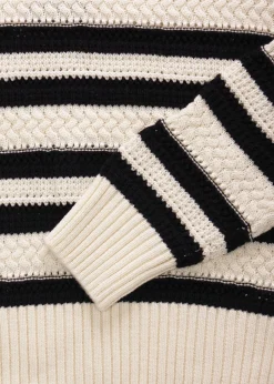 Black & White Striped Knitted Sweater