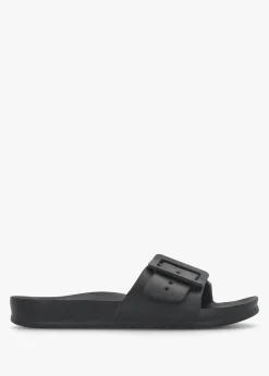 Black Big Buckle One Bar Mules