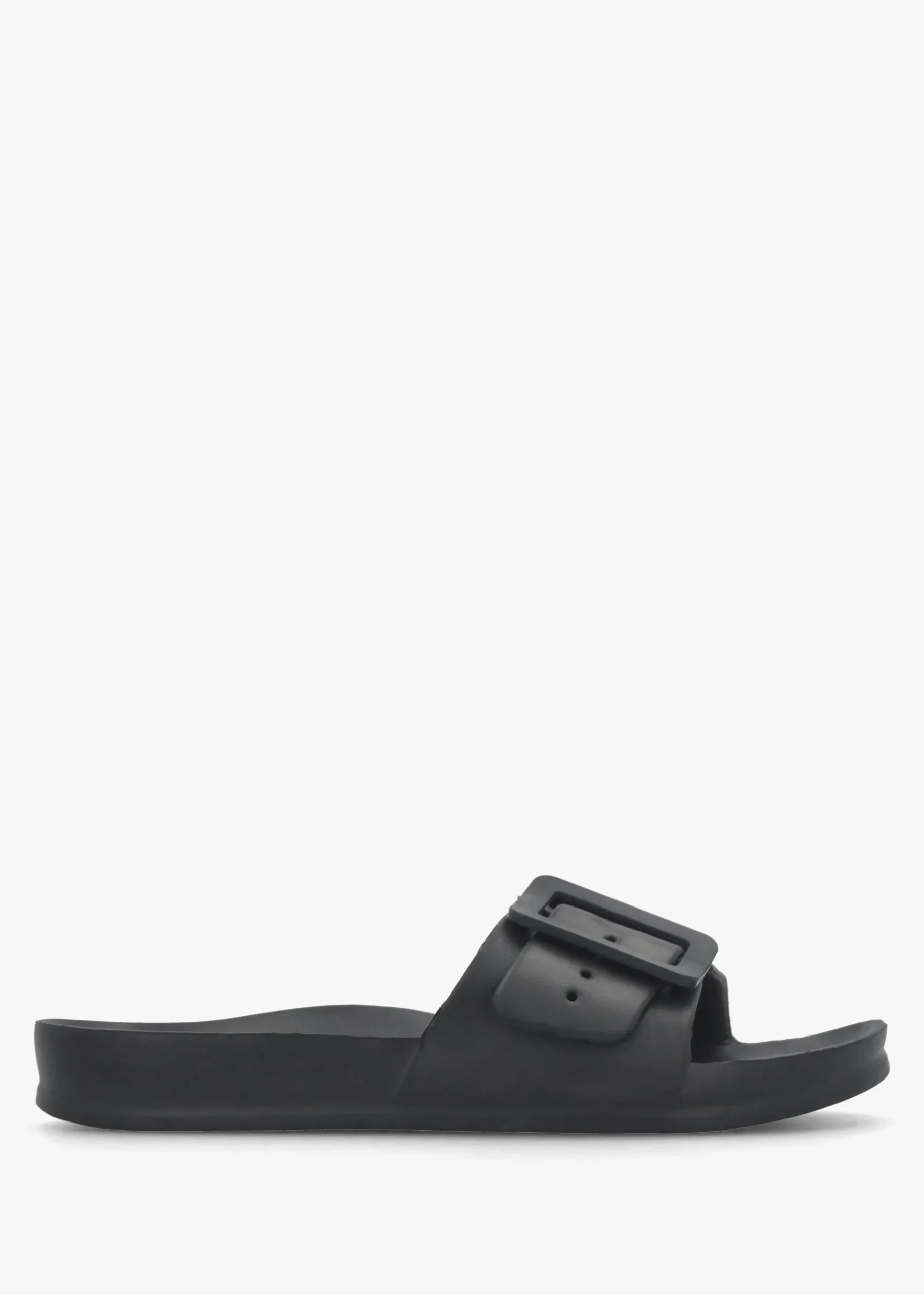 Black Big Buckle One Bar Mules
