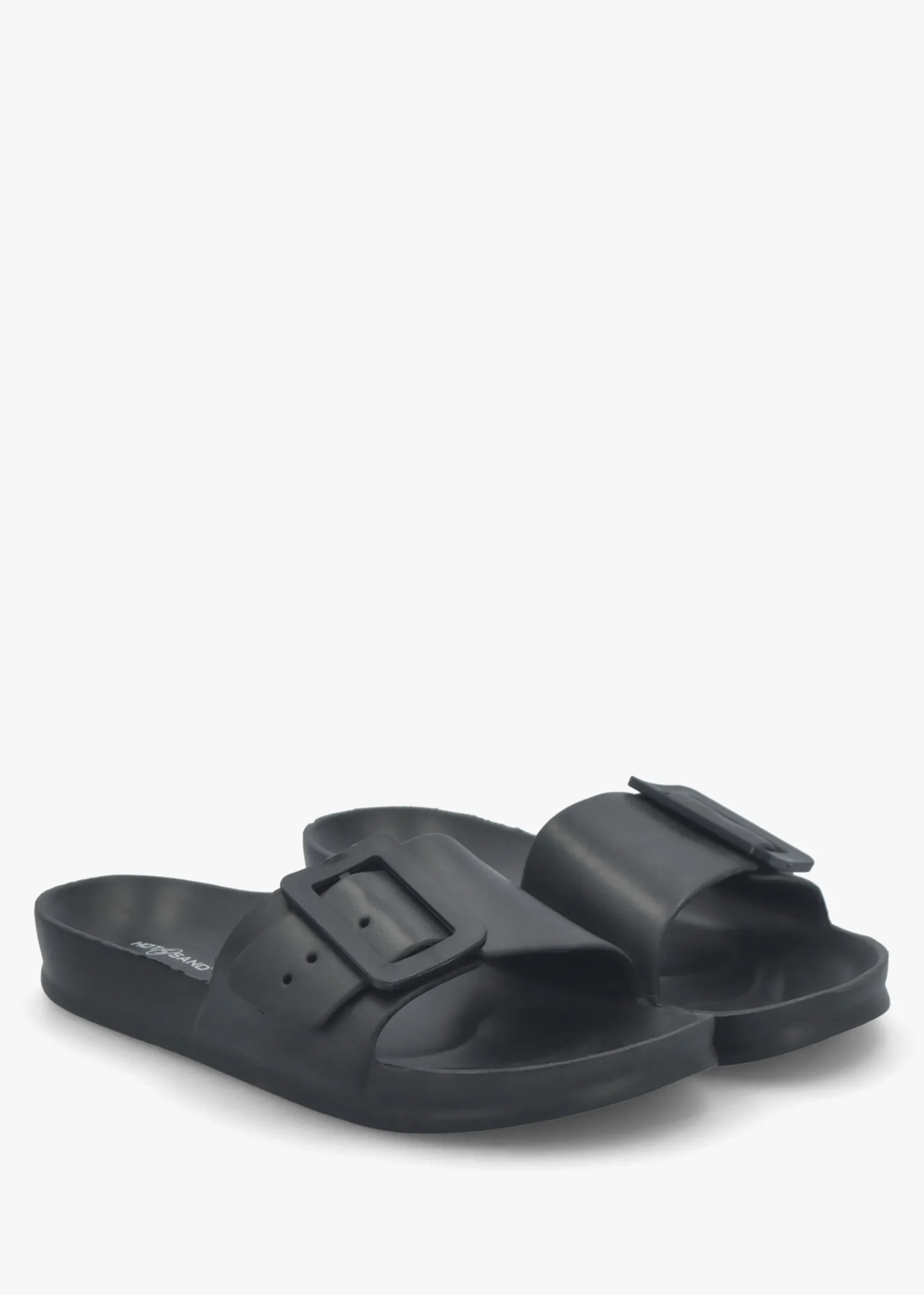 Black Big Buckle One Bar Mules