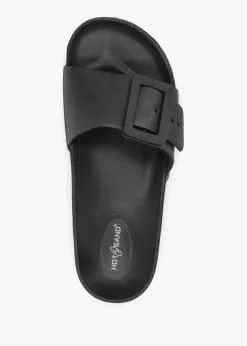 Black Big Buckle One Bar Mules