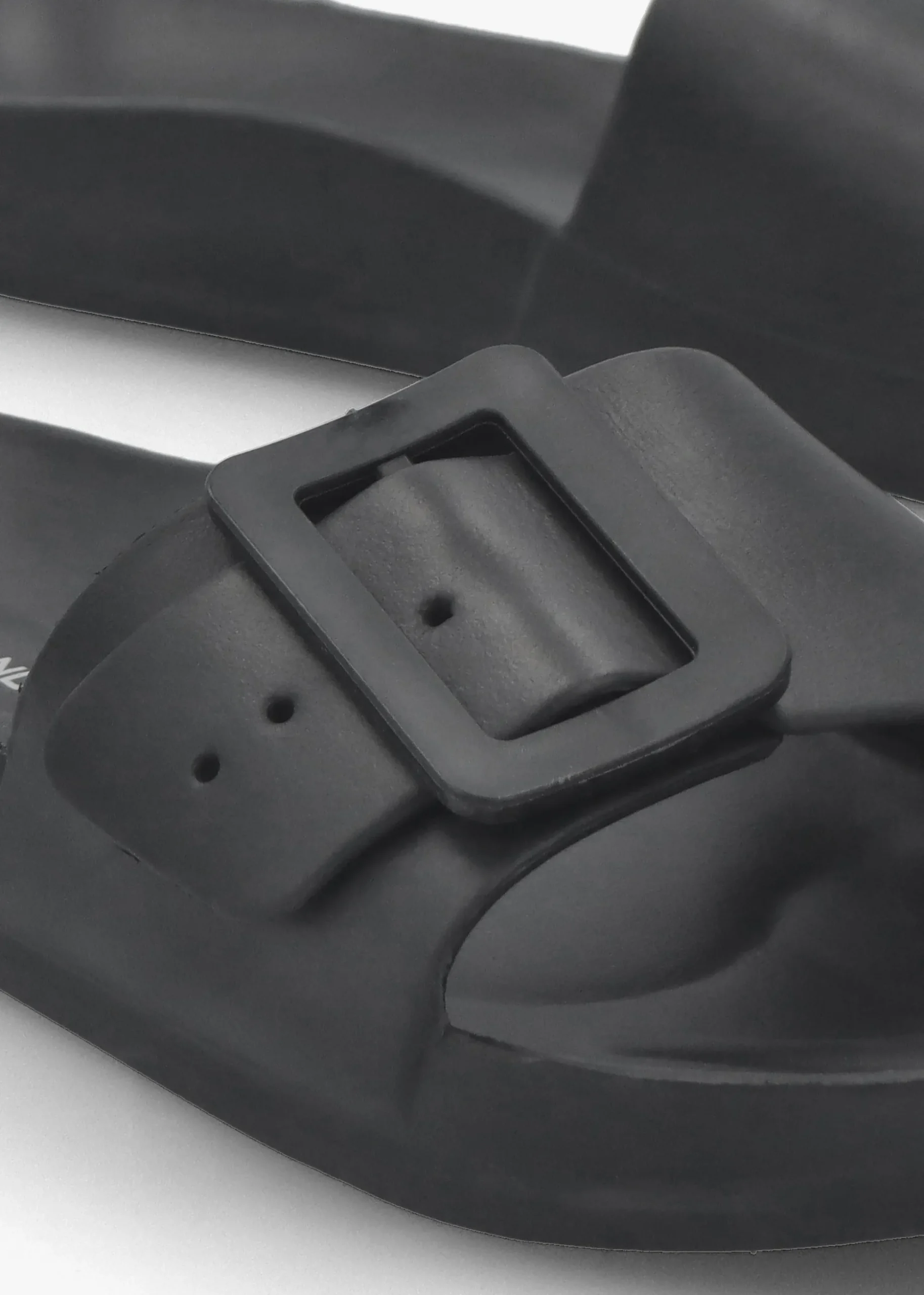 Black Big Buckle One Bar Mules