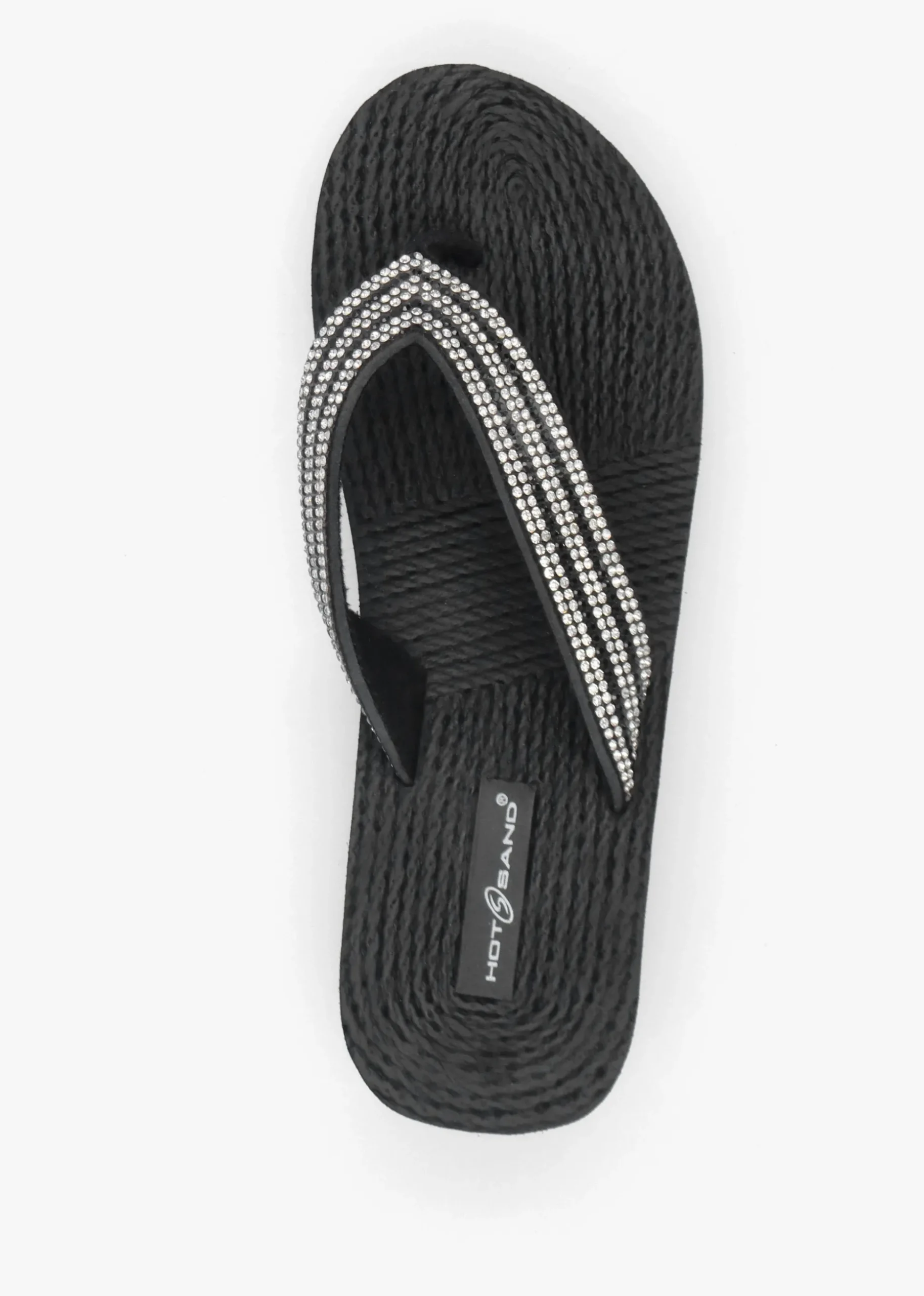 Black Diamante Toe Post Wedge Flip Flops