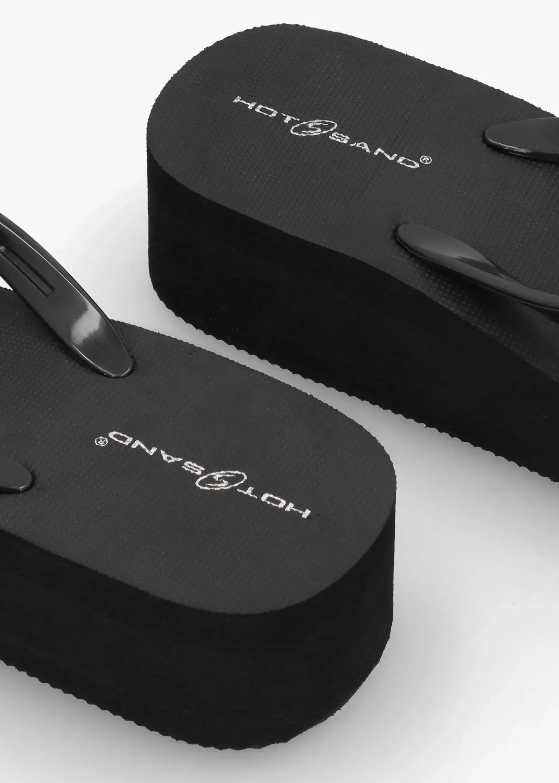Black Embellished Toe Post Wedge Flip Flops
