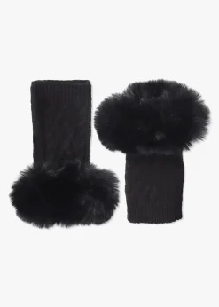 Black Faux Fur Fingerless Gloves
