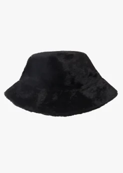 Black Furry Bucket Hat