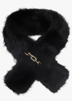 Black Furry Pull Through Scarf