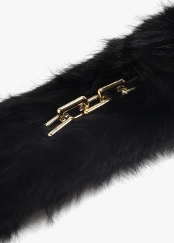 Black Furry Pull Through Scarf