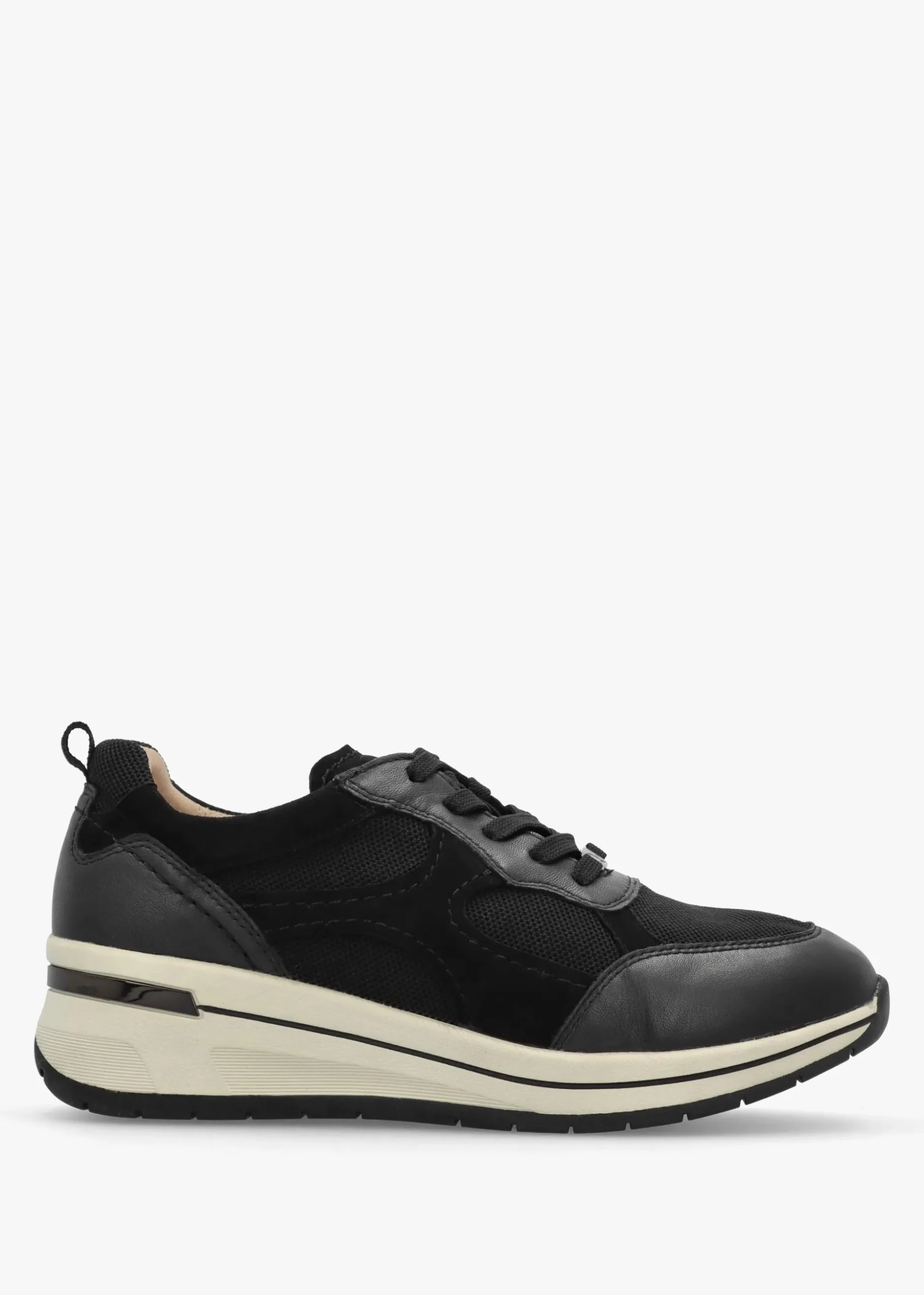 Black Leather & Mesh Trainers