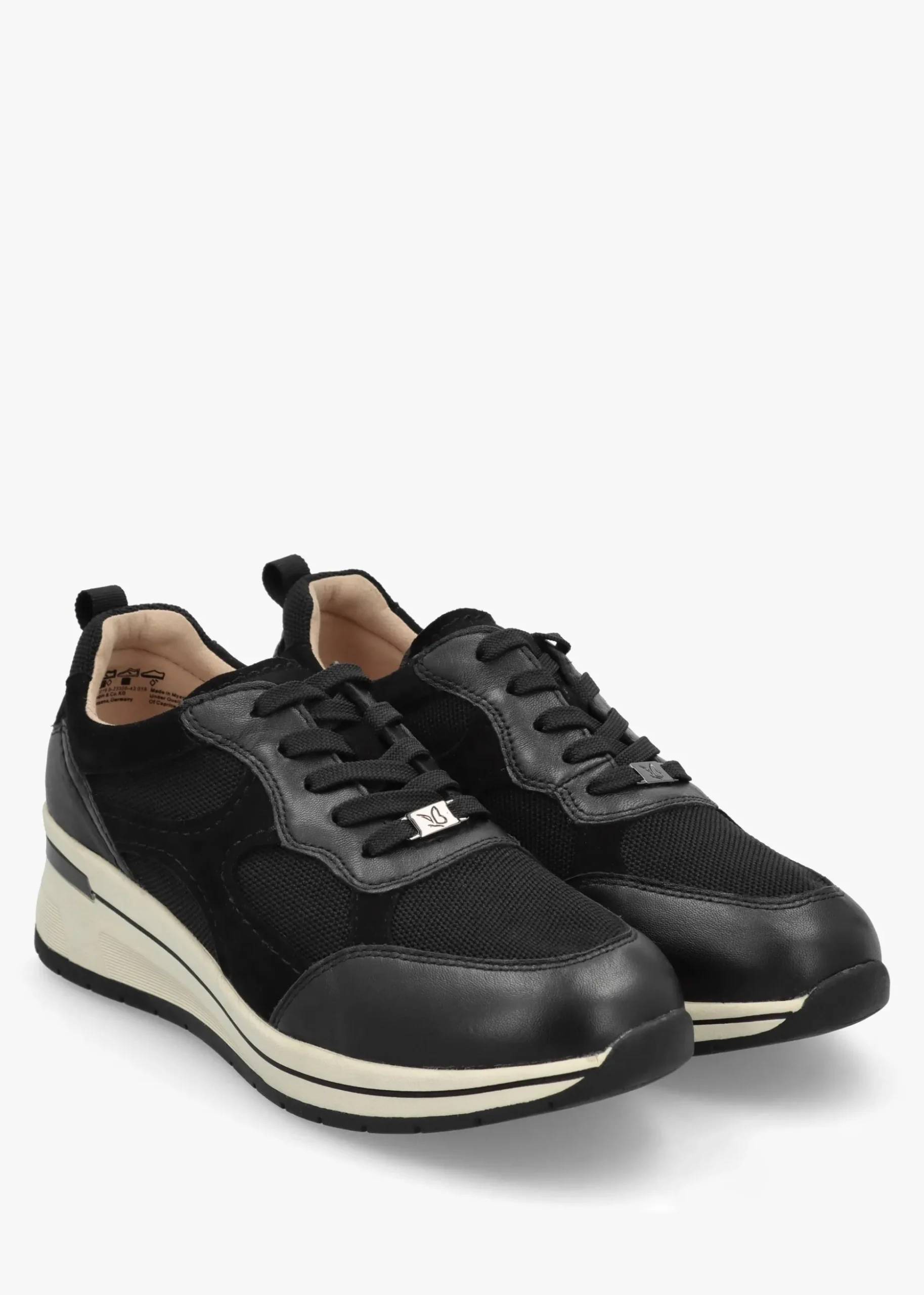 Black Leather & Mesh Trainers