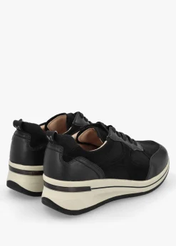 Black Leather & Mesh Trainers