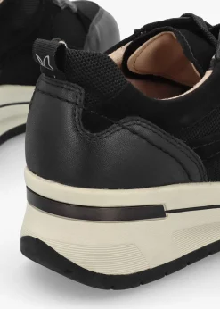 Black Leather & Mesh Trainers