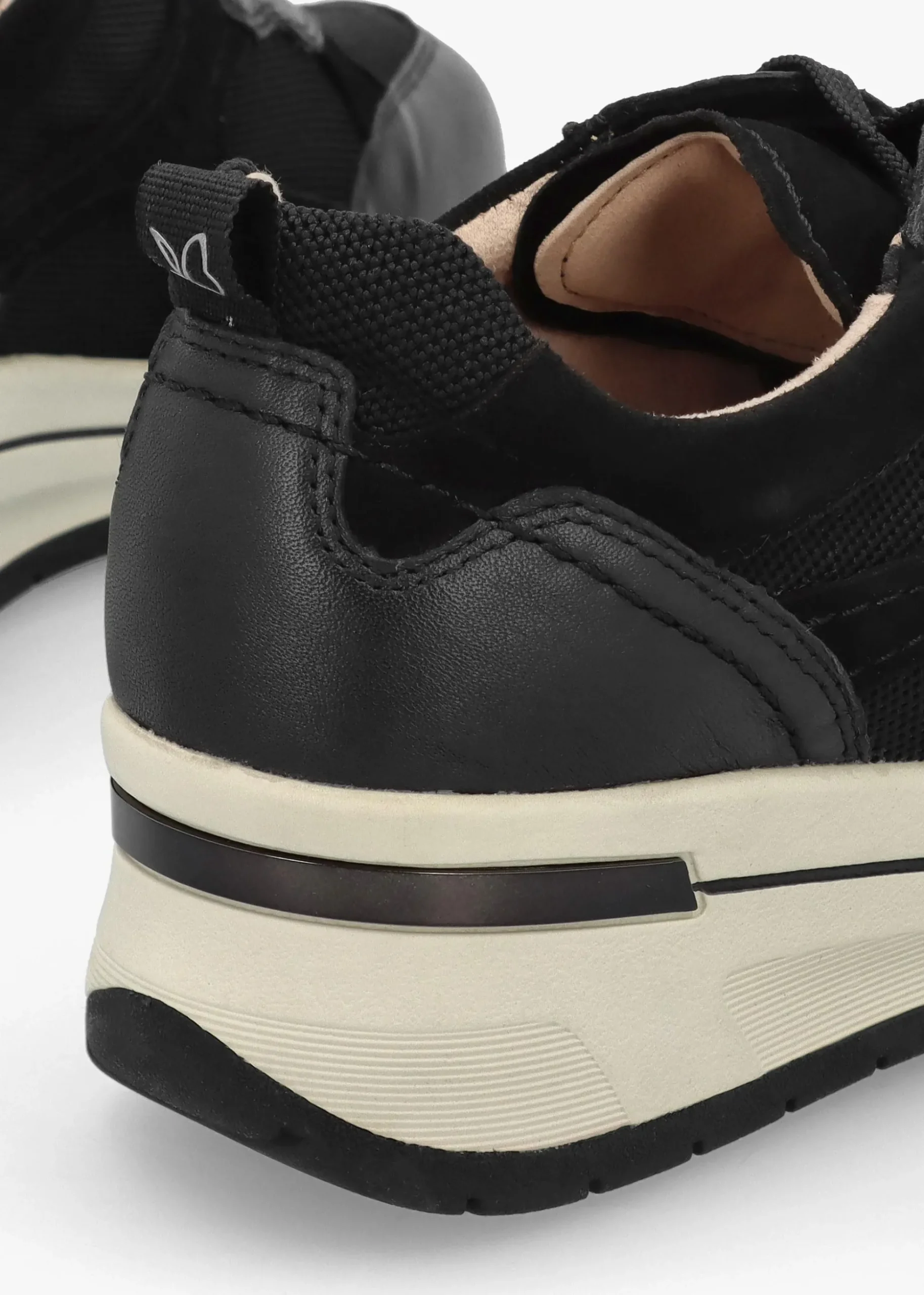 Black Leather & Mesh Trainers