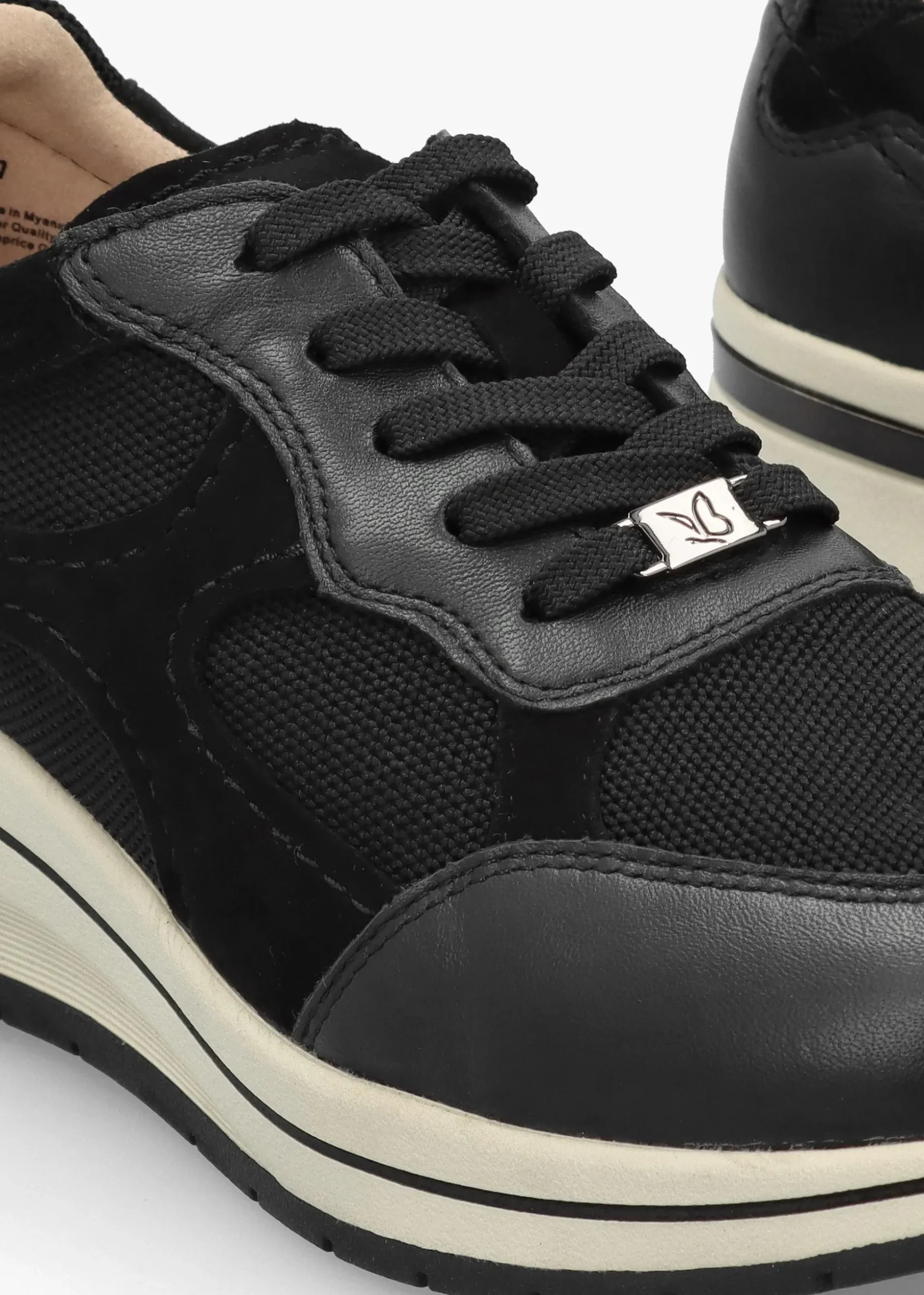 Black Leather & Mesh Trainers