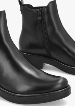 Black Leather Ankle Boots