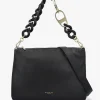 Black Leather Chunky Chain Strap Shoulder Bag
