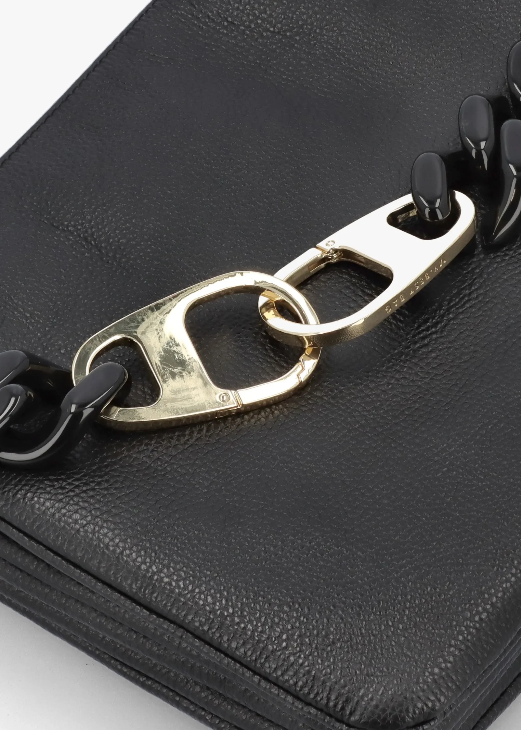 Black Leather Chunky Chain Strap Shoulder Bag