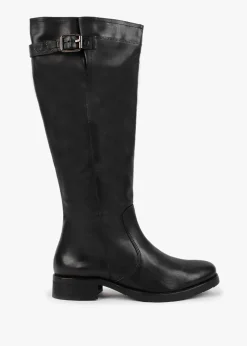Black Leather Knee High Boots