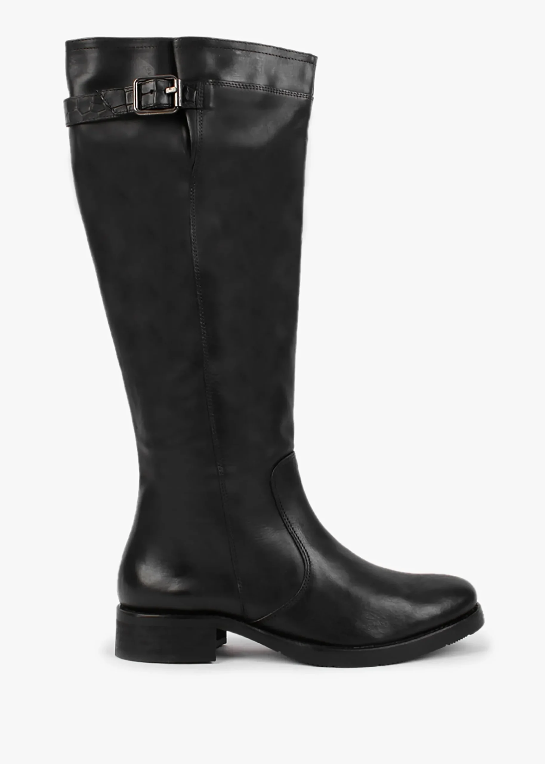 Black Leather Knee High Boots