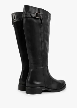 Black Leather Knee High Boots