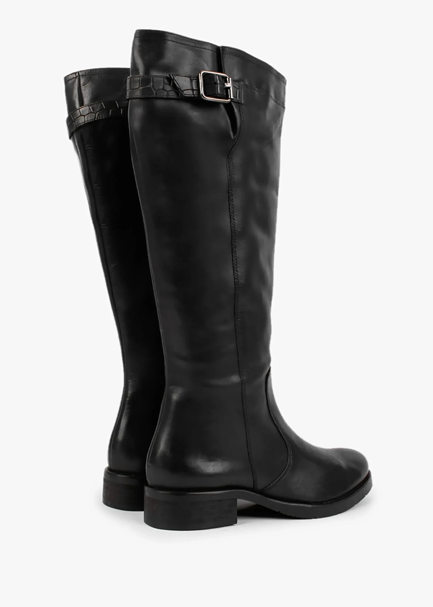 Black Leather Knee High Boots