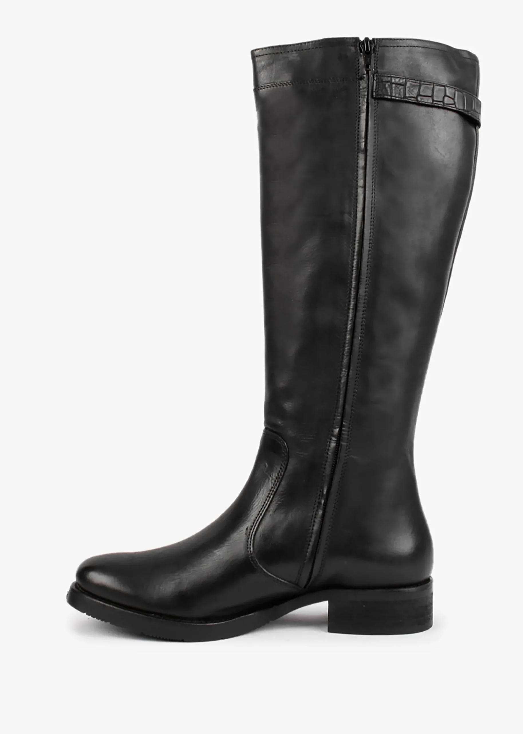 Black Leather Knee High Boots