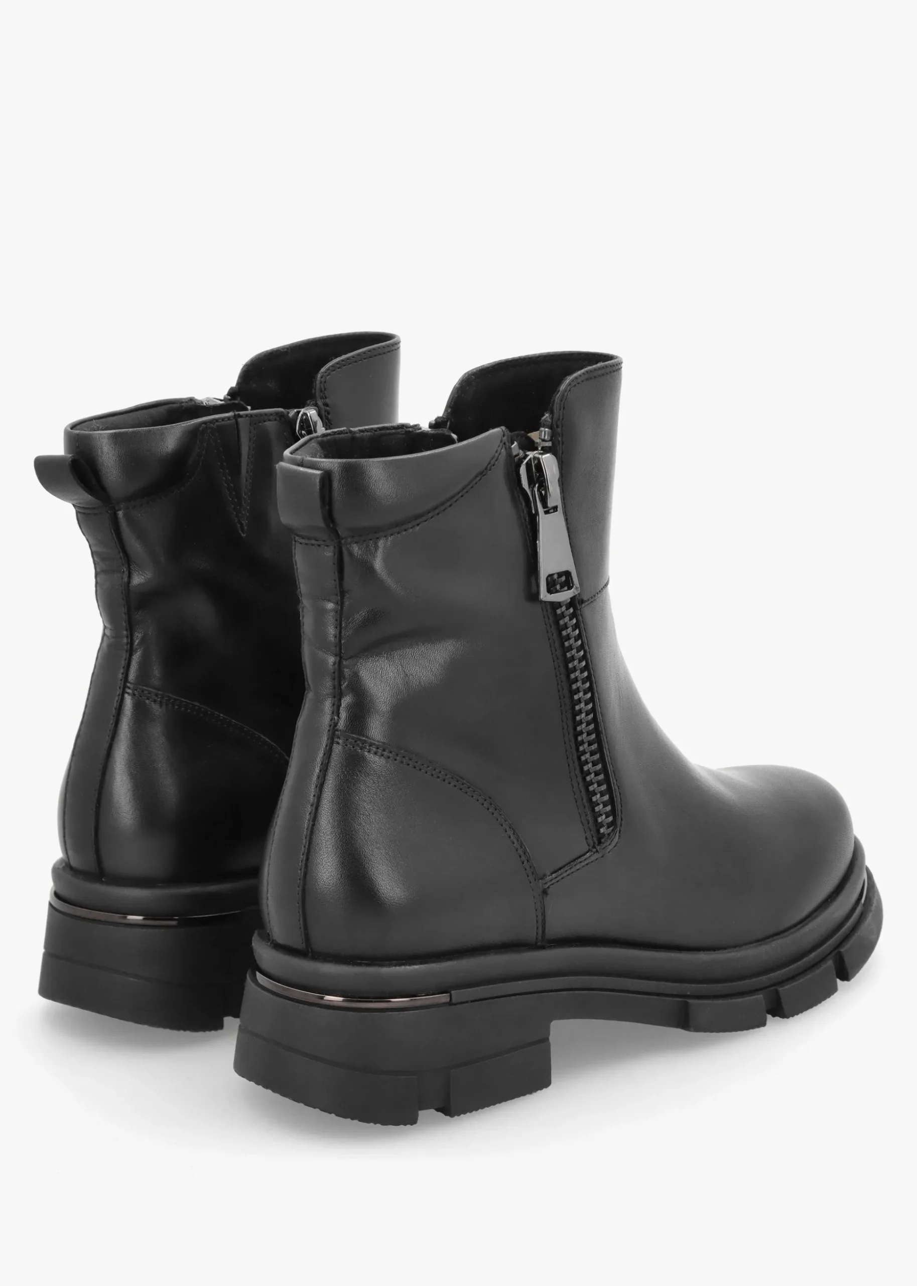 Black Leather Side Zip Ankle Boots