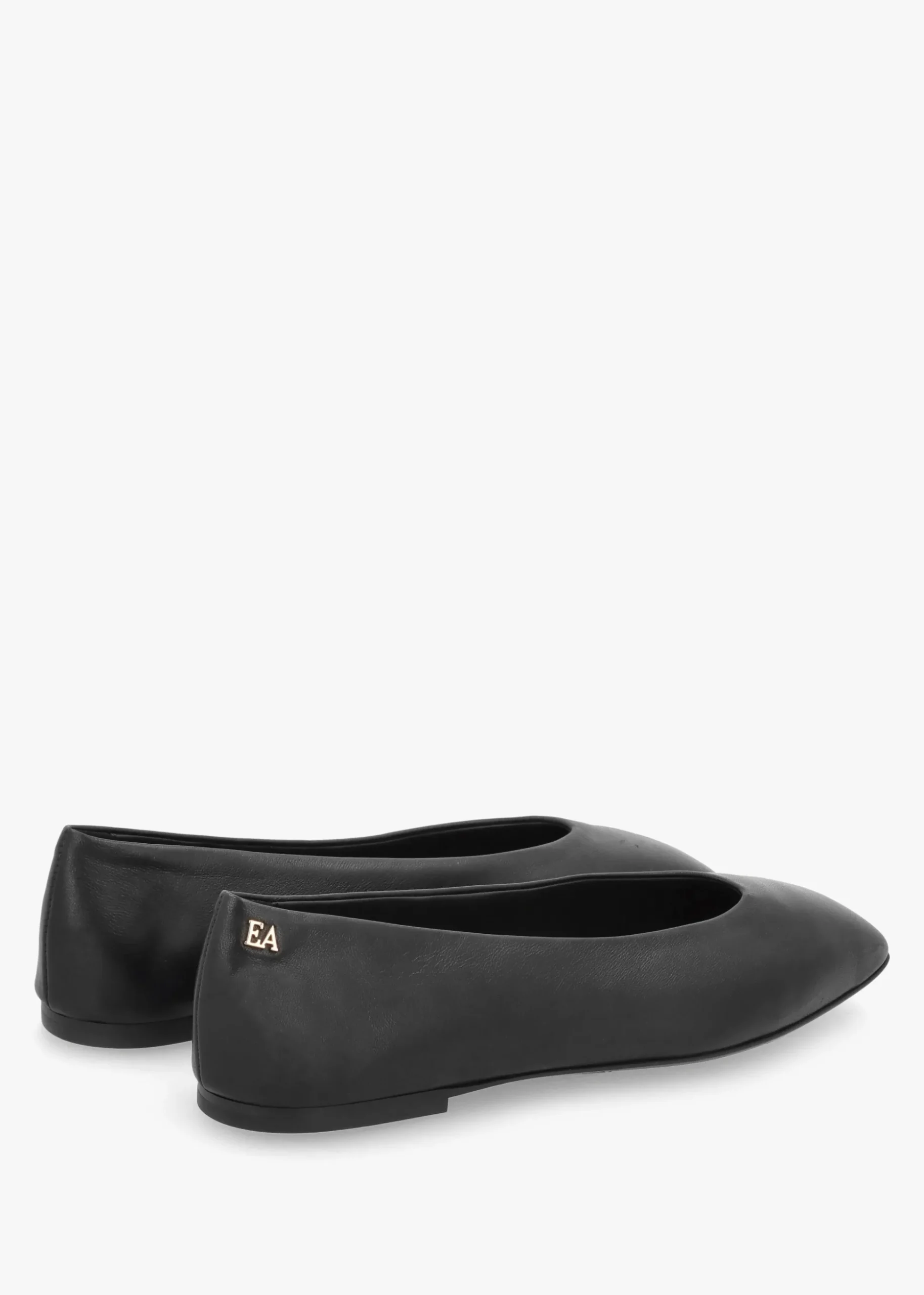 Black Leather Square Toe Ballet Pumps