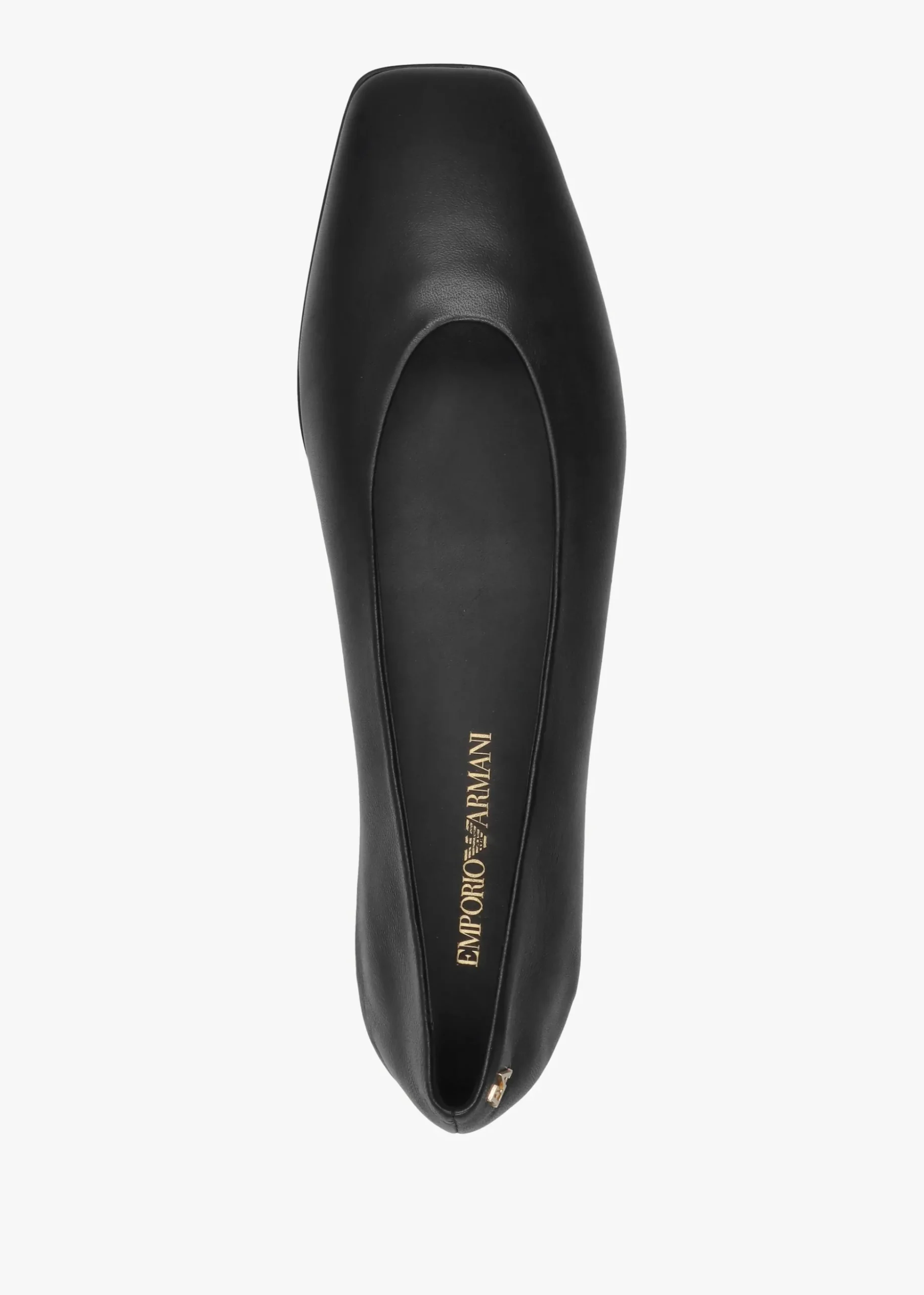 Black Leather Square Toe Ballet Pumps