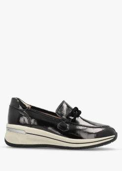 Black Patent Leather Sporty Loafers
