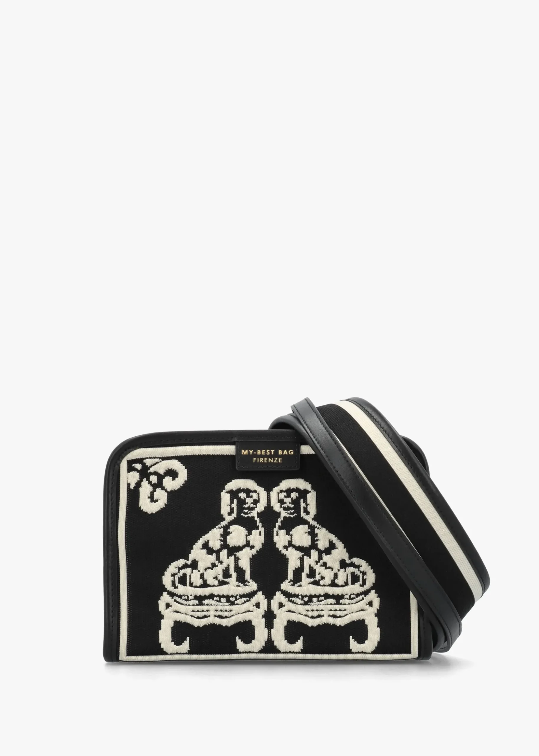 Black Staffordshire Dogs Tapestry Cross-Body Bag