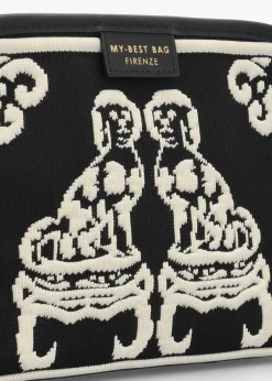 Black Staffordshire Dogs Tapestry Cross-Body Bag
