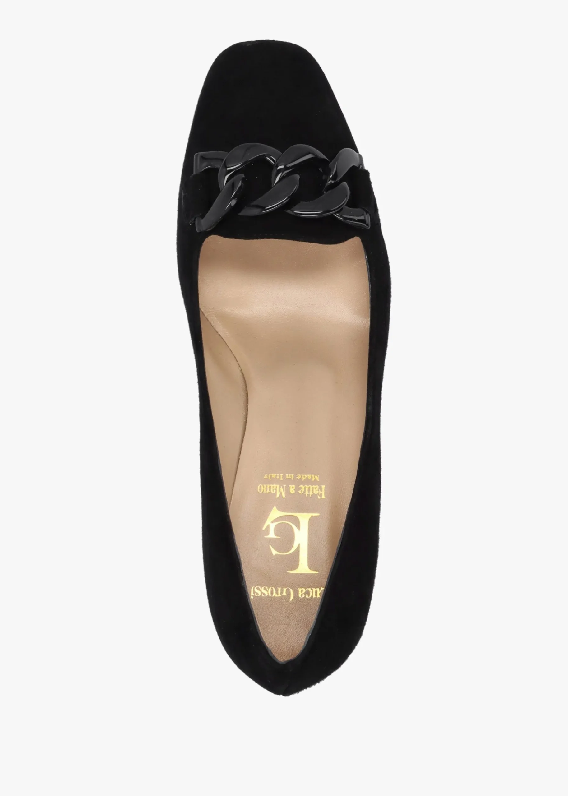 Black Suede Block Heel Court Shoes