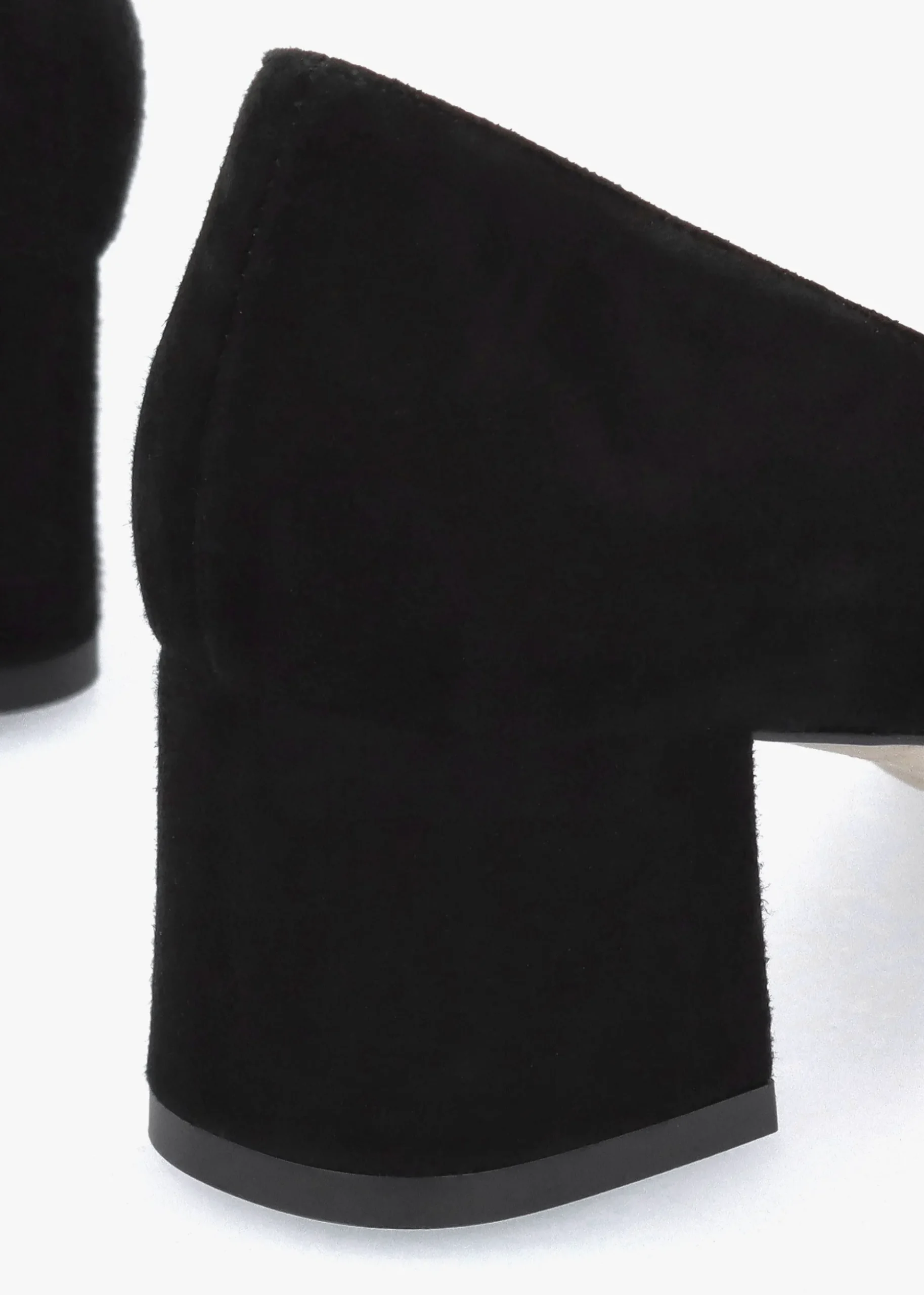 Black Suede Block Heel Court Shoes