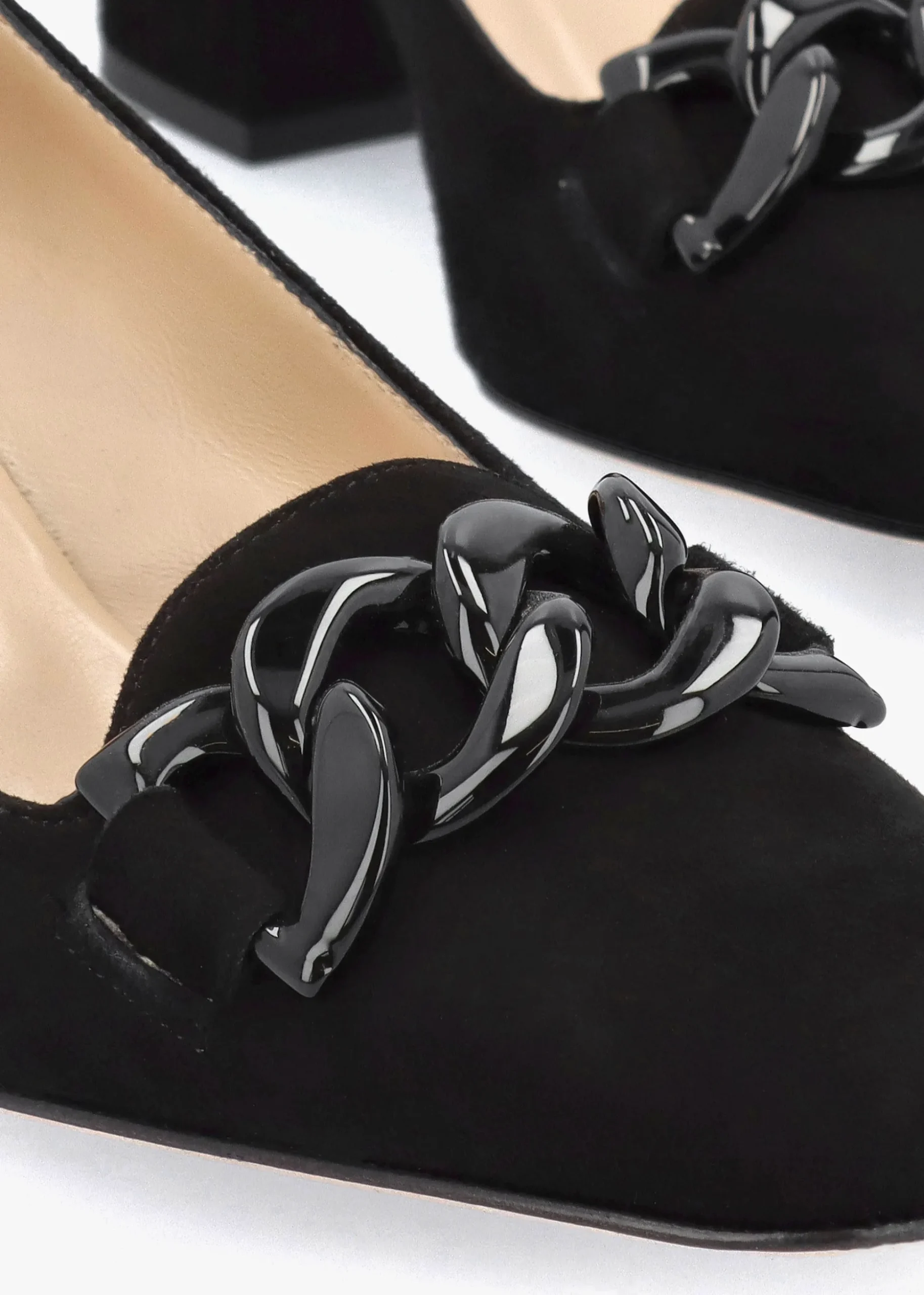 Black Suede Block Heel Court Shoes