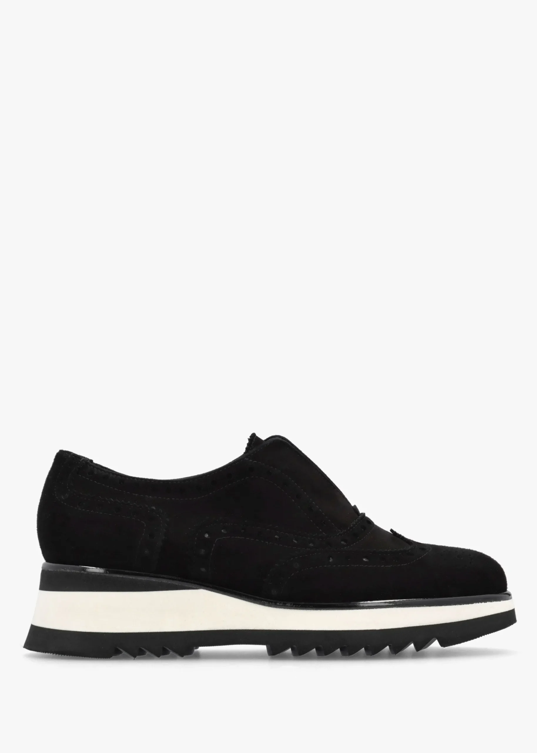 Black Suede Slip On Slab Sole Brogues