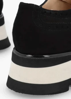 Black Suede Slip On Slab Sole Brogues