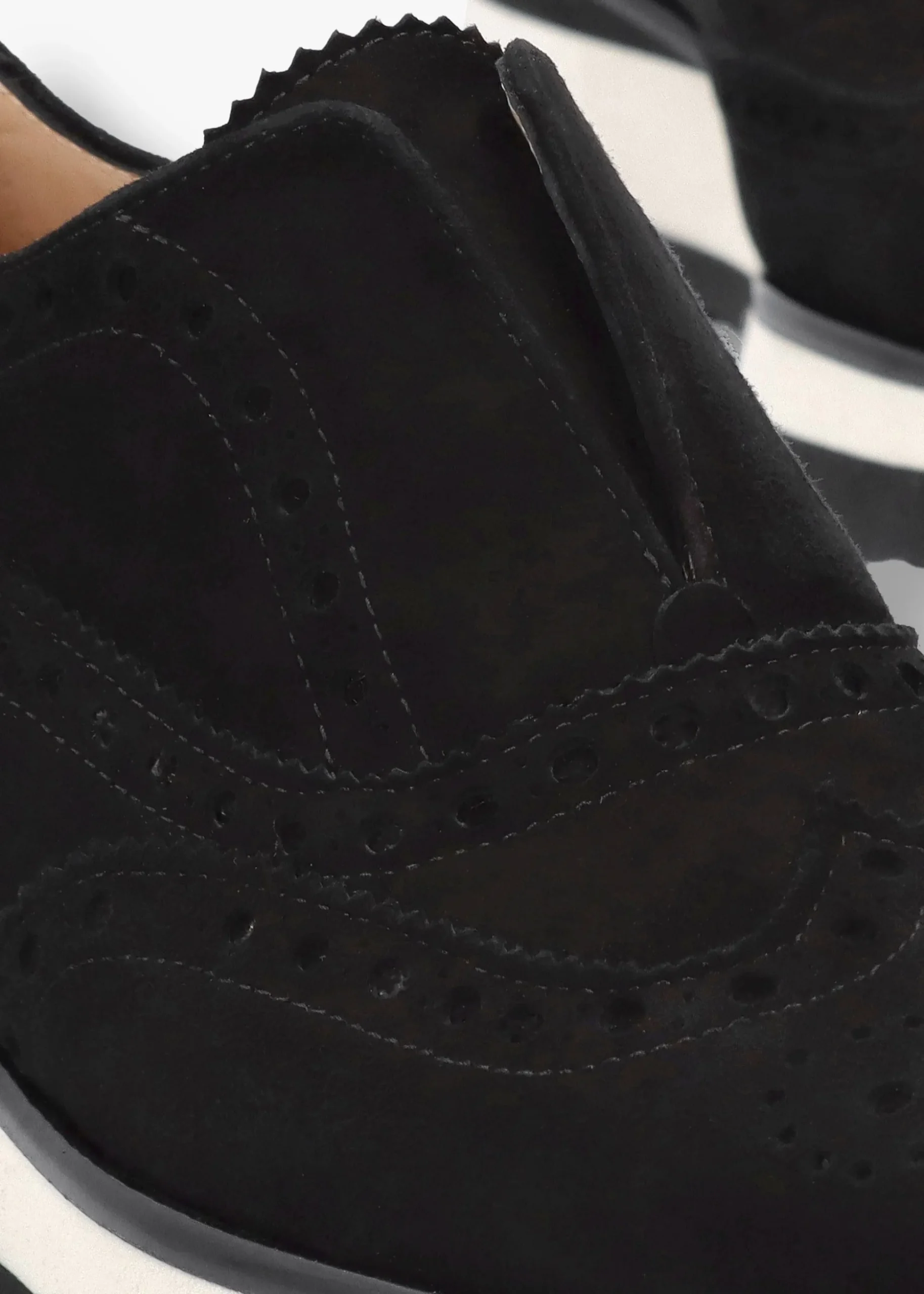 Black Suede Slip On Slab Sole Brogues