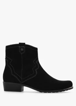 Black Suede Western Ankle Boots