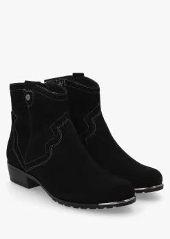 Black Suede Western Ankle Boots