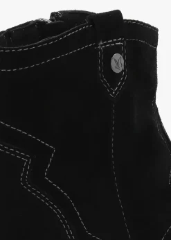 Black Suede Western Ankle Boots