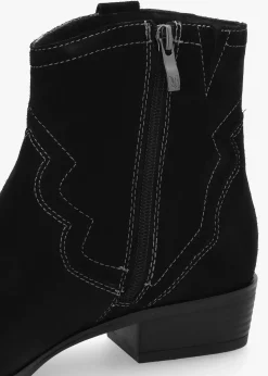 Black Suede Western Ankle Boots