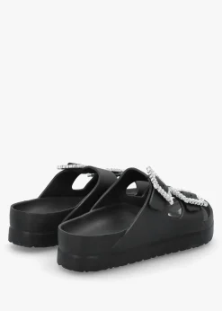 Black Two Bar Embellished Mules